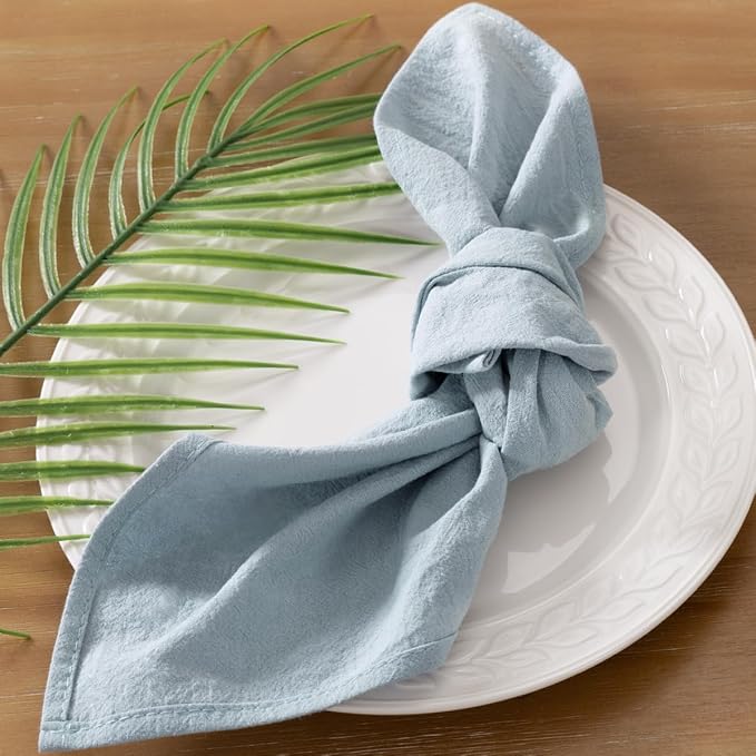 Socomi Cloth Napkins Grey Blue Easter Spring Washable Reusable Bulk Linen Cotton Napkins Set of 4 17"x17" for Wedding Party Bridal Baby Shower Birthday Dining Table Decorations