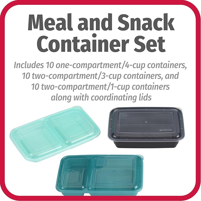 GoodCook Meal Prep 60-Piece Container Set, Made Without BPA (Pack of 4)