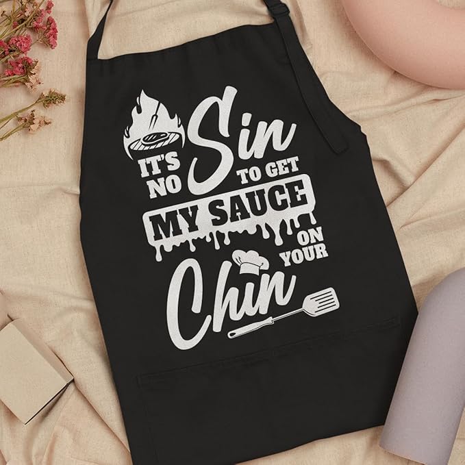 SANDJEST Men's Aprons with Pockets - Funny Aprons for Men BBQ, Kitchen, Cooking - Gifts for Birthday, Birthday