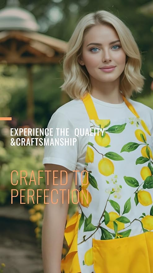 Vintage Floral Apron for Women with Functional Pockets Adjustable Neck Strap for Cooking Baking Mother's Gift