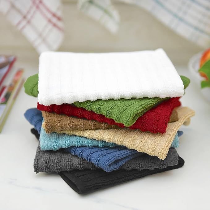 Ritz Royale Collection 100% Combed Terry Cotton, Highly Absorbent, Kitchen Dish Cloth Set, 13-3/4" x 12", 3-Pack, Solid, White