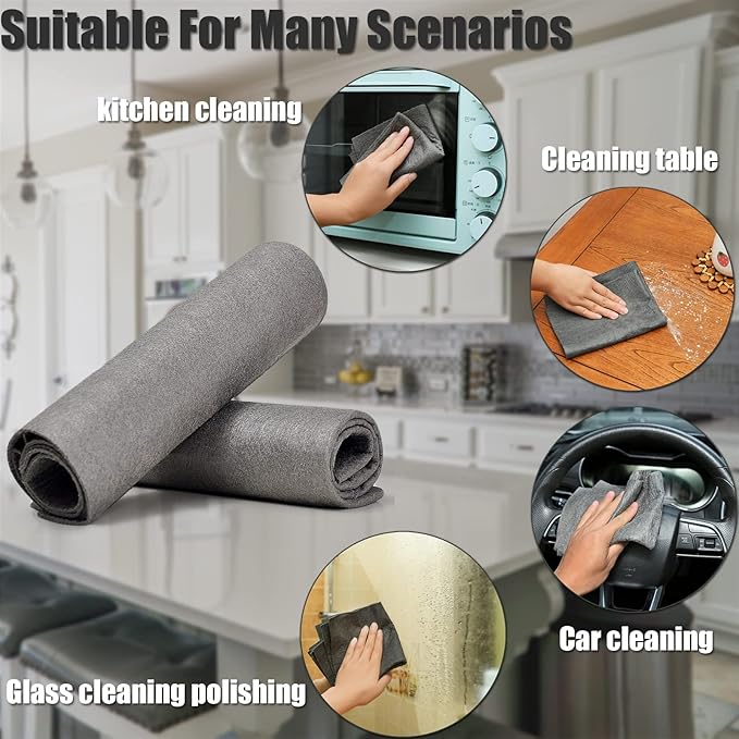 KTT Microfiber Cleaning Cloth,Reusable Thickened Magic Cleaning Cloth.Streak Free Miracle Cleaning Cloth for Home,Window,Mirror Glass and Cars.(12" x 16",8 Pack)