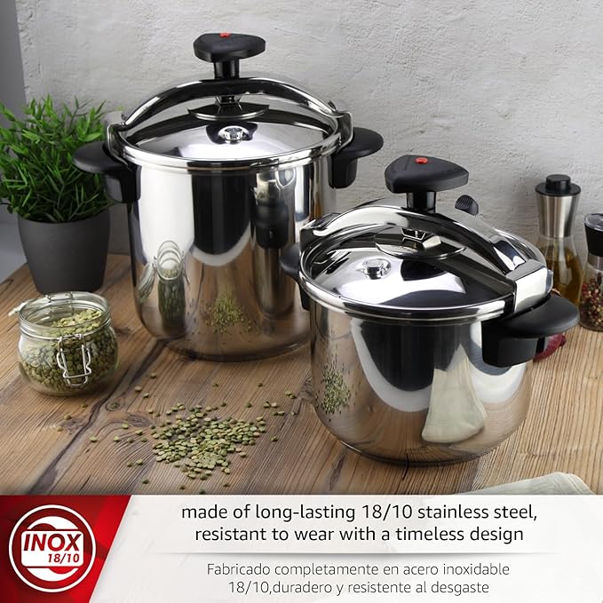 MAGEFESA Star 10.6-Quart Pressure Cooker, Works on All Stovetops (Induction Compatible), Safety Lock & 8 PSI Cooking