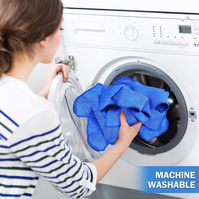 Tanlade Cleaning Cloth Dry Erase Cloth Cleaning Rags Reasonable Kitchen Towels Microfiber Towels Cars Wash(6 x 6 Inch,Blue,30 Pcs)