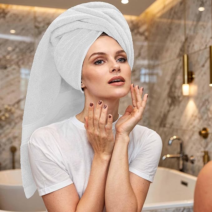 RIVERSIDE Luxury 6 Piece Towel Set, 2 Bath Towels, 2 Hand Towel, 2 Wash Cloths, 100% Cotton, 600 GSM Hotel Quality, Soft, Highly Absorbent Towels for Bathroom, White Towel Sets
