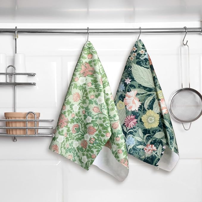 TecUnite 6 Pcs Vintage Floral Kitchen Towels Set Retro Flower Dish Towels Absorbent Decorative Colorful Tea Hand Towel for Cleaning Drying Wiping Task Women Mom Housewarming Gifts Decor