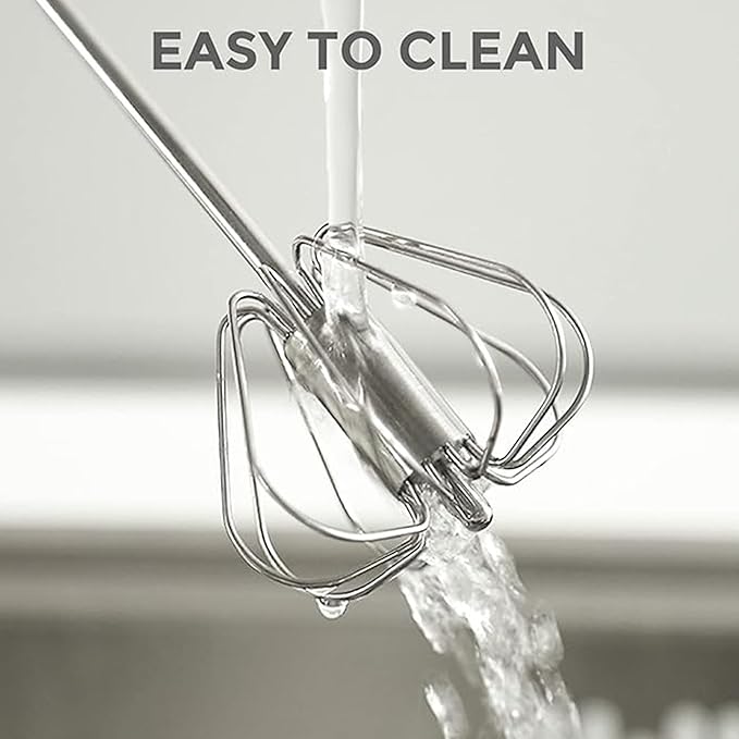 Import Unk 1 Stainless Steel Whizzy Whisk, Semi Automatic Whisk Egg Whisks Mixer for Stirring, Blending, Whisking, & Beating Blender, Hand Push Mixer (10 inches)