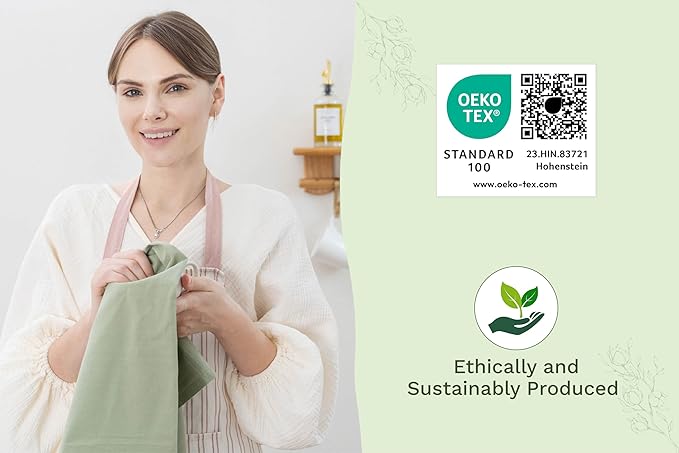 Sage Green Flour Sack Tea Towels - 100% Organic Cotton, 5 Pack, 27"x27", Highly Absorbent Dish Towels - Versatile Kitchen Towels for Baking - Customizable and Easy to Embroider (5 Pack - Sage Green)