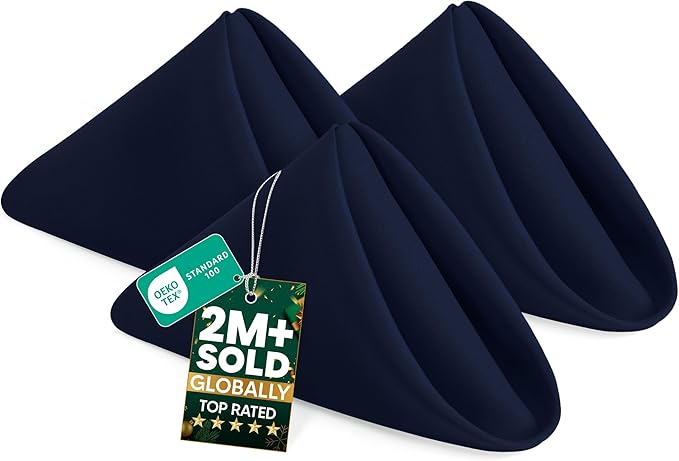 Utopia Home Navy Blue Cloth Napkins (12 Pack, 17x17 Inches), Ideal Dinner Napkins for Party, Wedding and Lunch/Dinner