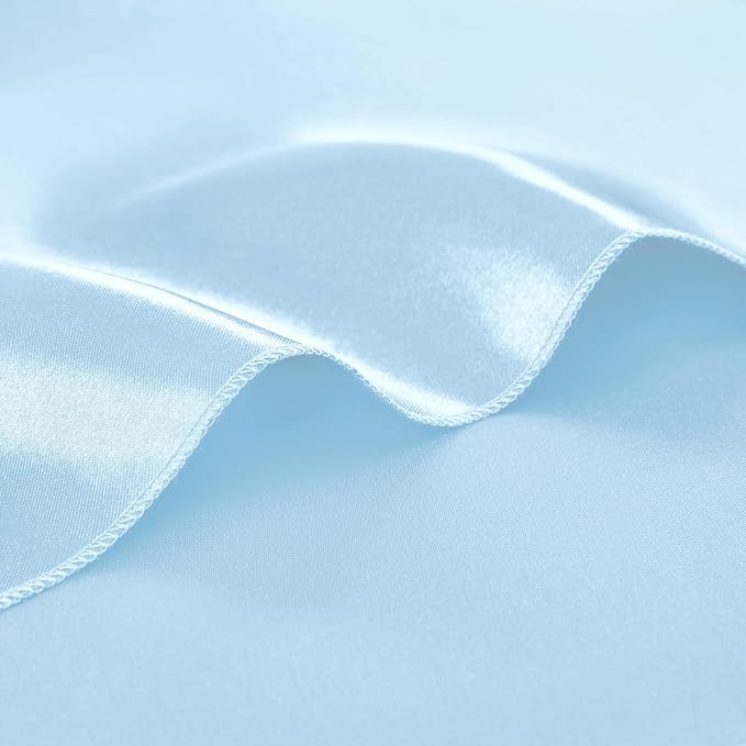 KKJIAF 50 Pack Light Blue Square Satin Napkins 17x17 Inch Soft Smooth Cloth Napkins，Silky Table Napkin for Wedding Banquet Party Decoration