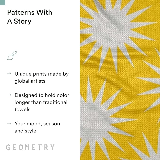 GEOMETRY Spring Kitchen Towels - Quick Dry Microfiber Cloth Spring & Summer Dish Towels for Kitchen Drying - Premium Quick Dry Towel - Sunny Star, 18" x 30" - 1-Pack
