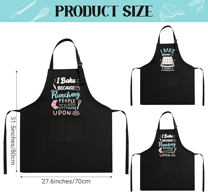 Defresit 2 Pack Funny Baking Aprons for Women Men – Kitchen Cooking Aprons with Pockets, Birthday Mothers Day Baking Gifts for Baker, Mom, Wife | Thanksgiving, Christmas