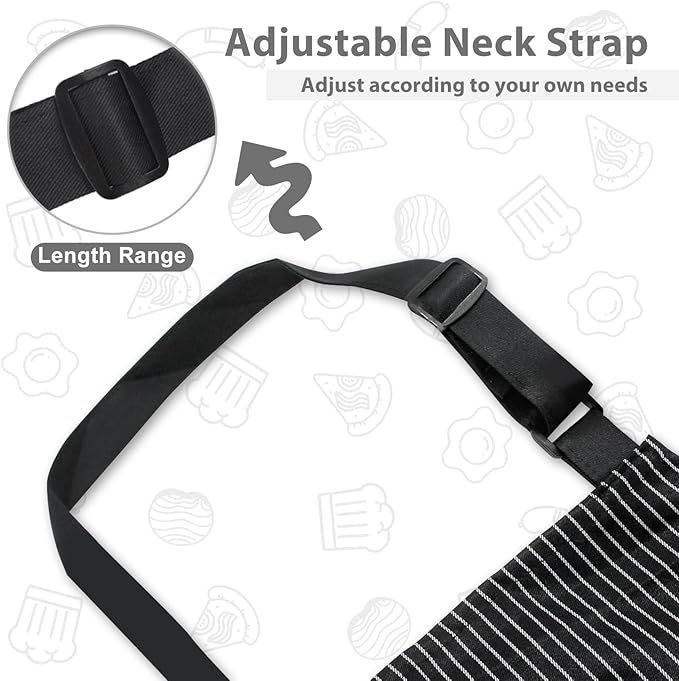 2 Pack Aprons for Women with Pockets, Kitchen Cooking Apron for Men, Adjustable Apron Suitable for Chefs, Waiters, Baking, and Nail Technicians
