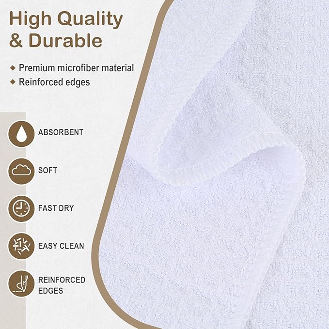 SINLAND Microfiber Sublimation Blank Towels - Fast Drying Waffle Weave Kitchen Towel, Tea Towel Polyester Dish Towels for Home Decor DIY 16 Inch X 24 Inch 10 Pack White