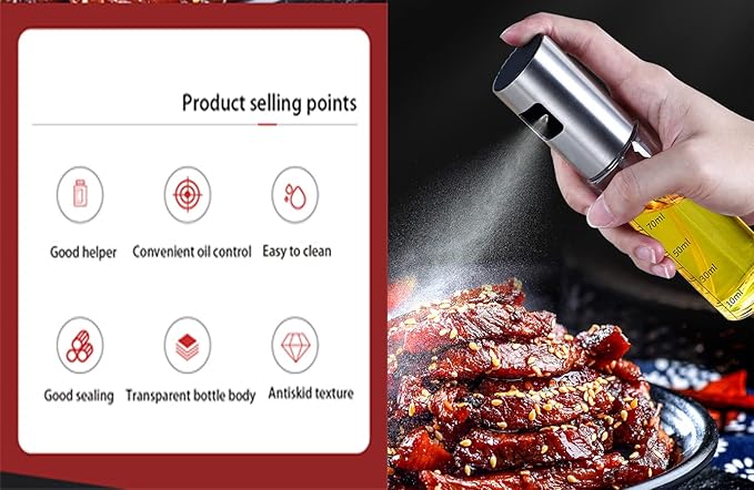 NIKKIER Oil Sprayer for Cooking,100ml Olive Oil Spritzer,Oil Sprayer for Air Fryer, Salad,BBQ,Roasting