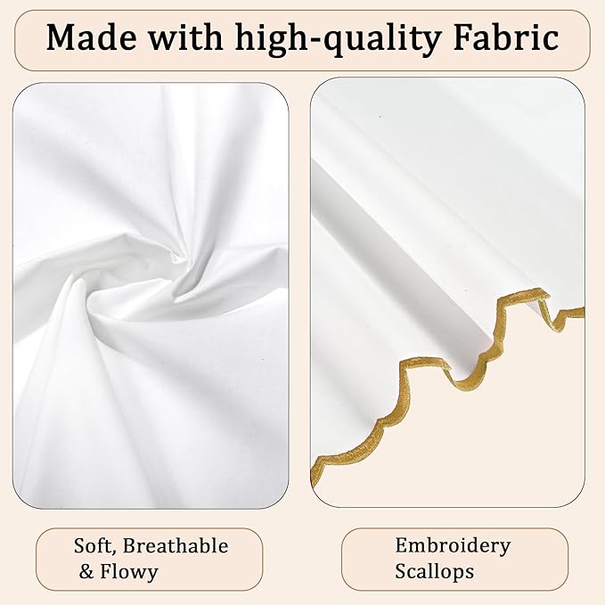 Ridhi Cloth Napkins 100% Pure Cotton Farmhouse Wedding Dinner Napkins for Halloween, Thanksgiving, Holiday Daily Wedding uses Napkins (4-18" x 18" White with Champagne Gold Edge)