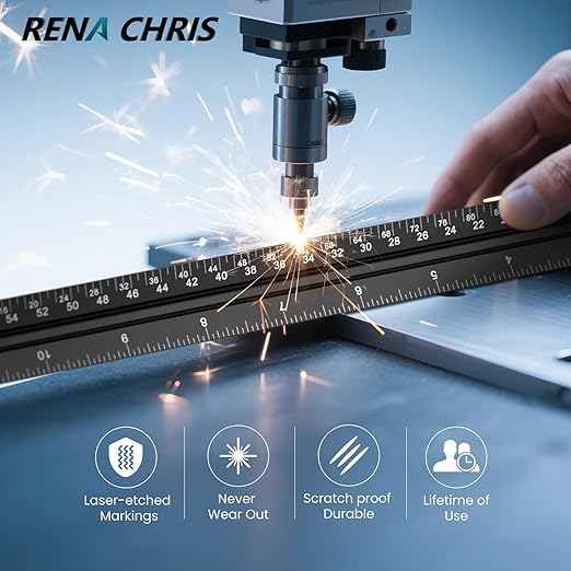 Rena Chris Architectural Scale Ruler: 12" Imperial Aluminum Alloy Metal Architecture Measuring Tools, Engineering Drafting Construction Drawing Blueprints Triangular Architect Scaling Rulers 12 Inches
