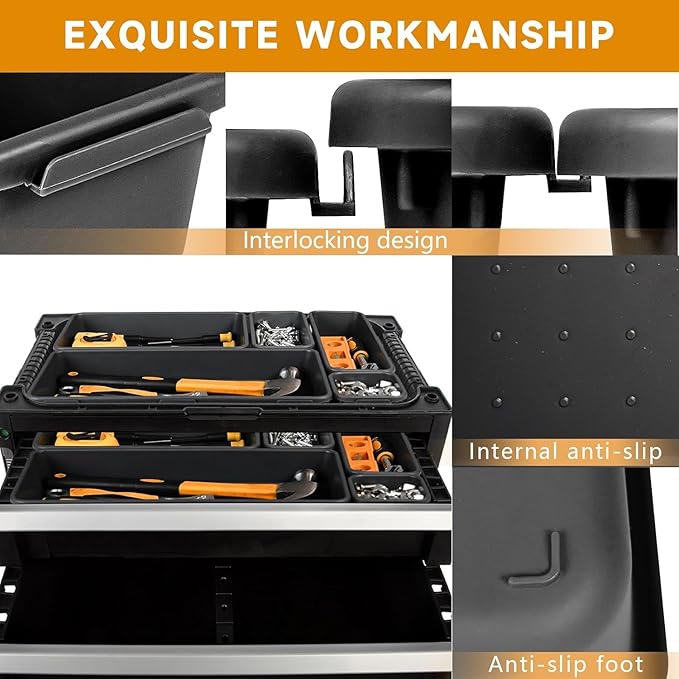 Tool Box Organizer Tray, Toolbox Desk Drawer Organizer, Tool Box Tray, Toolbox Organization Storage for Rolling Tool Chest (24 PCS)