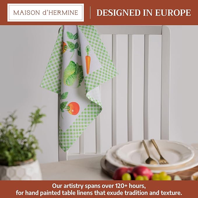 Maison d' Hermine Cloth Napkins Set of 4 100% Cotton Everyday Reusable Square Napkins Cloth Washable Dinner Party Wedding Restaurant Gifts for Mothers Day Spring/Summer(Farmers Garden, 18" x 18")