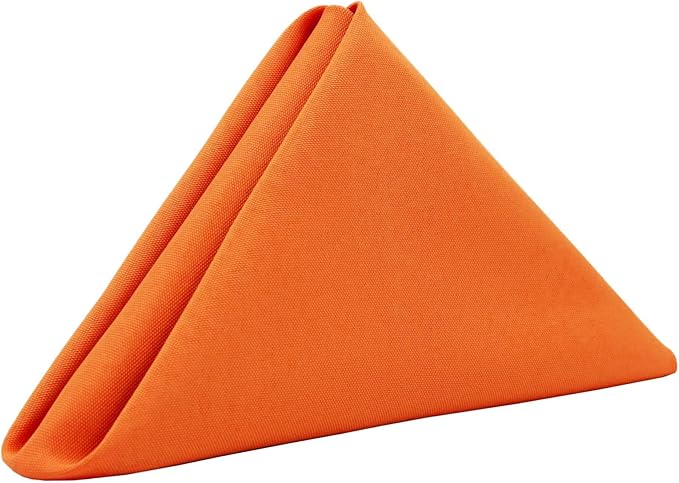 Your Chair Covers Cloth Polyester Napkins, 20 x 20 Inch, Washable Dinner Fabric Linen Napkins with Hemmed Edges for Restaurant, Wedding and Holiday Pack of 10 (Orange)