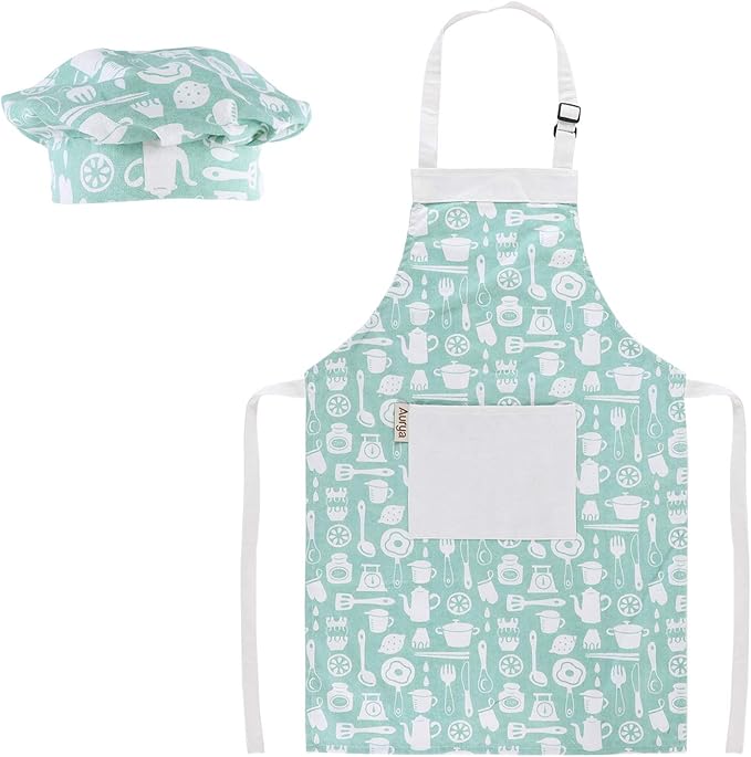 Adjustable Apron and Chef Hat Set for Cooking and Baking