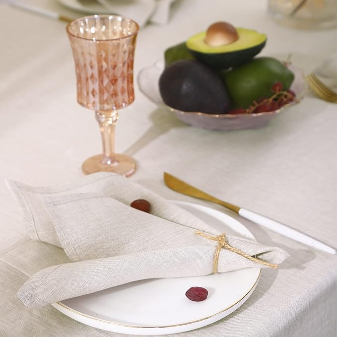 Simple&Opulence Textured Tablecloth 100% Linen Table Cloth, Kitchen Dinning Tabletop Decoration, for Outdoor and Indoor Use (Basic Linen, 60"×120")