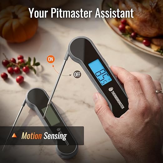 0.5 Sec Instant Read Meat Thermometer Digital with ±0.5℉ Precision, Food Thermometer for Cooking Kitchen Gadgets, Oven Grill Candy BBQ Essentials Accessories, Gifts for Him Dad Men Birthday, Grey