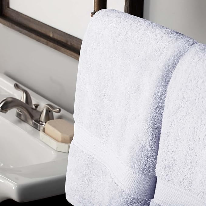 SUPERIOR Egyptian Cotton Pile 10 Piece Towel Set, Includes 2 Bath, 4 Hand, 4 Face Towels/Washcloths, Ultra Soft Luxury Towels, Thick Plush Essentials, Guest Bath, Spa, Hotel Bathroom, White