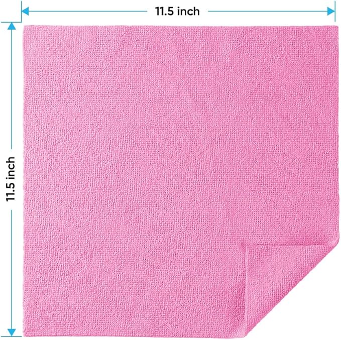 HOMEXCEL Pink Microfiber Cleaning Cloths, 20 Pack Cleaning Rags - Lint Free & Scratch-Free Microfiber Towels for Cars, House & Kitchen, Absorbent Cleaning Towels, 11.5 x 11.5 Inch