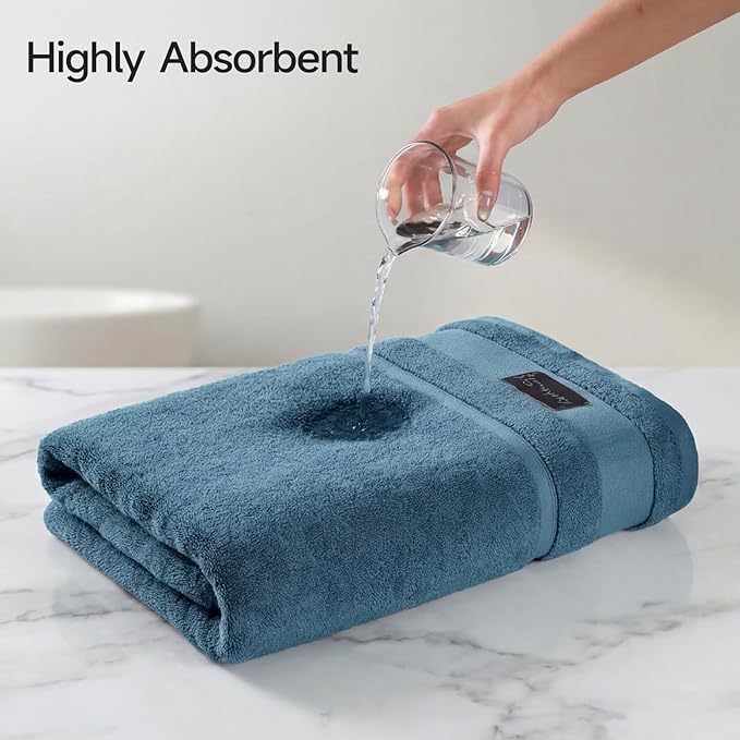 REDKISS Large Bath Towels Set 2 Piece, 100% Cotton, 31x63 in,Heavyweight 760G, Highly Absorbent & Quick Dry, Super Soft Luxury Shower Towels for Bathroom,Hotel Collection - Blue