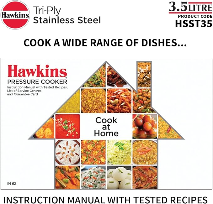 Hawkins 3.5 Litre Triply Stainless Steel Pressure Cooker, Inner Lid Cooker, Silver (HSST35)
