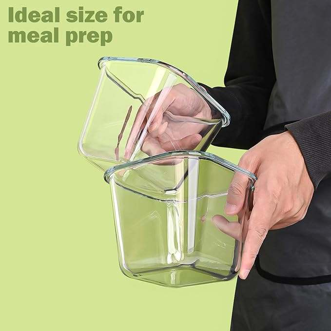 Glass Soup Containers with Lids 32oz - Borosilicate Glass Storage Containers 4 Cup, Freezer to Microwave Safe, Airtight Leak Proof, Square Meal Prep Containers for Lunch Travel- 4 Pack