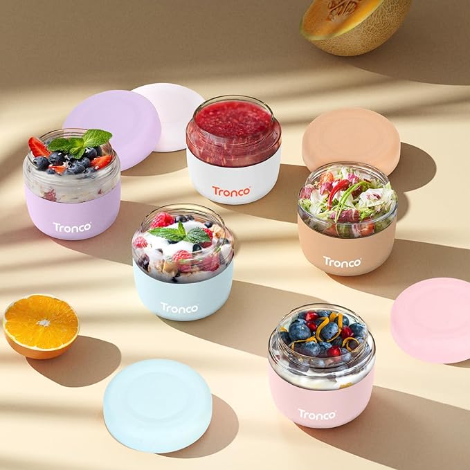 Tronco 24 oz Glass Food Storage Containers with Lids, Airtight, Leak & Spill Proof Glass Lunch Bowls for Meal Prep, Salad, Yogurt, Soup & Stew, Microwave & Dishwasher Safe, BPA-Free, Set of 1
