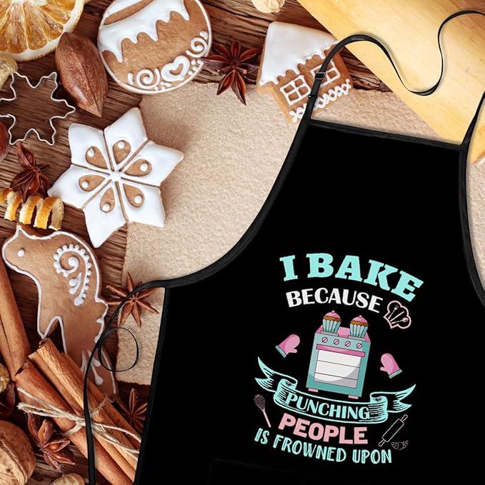 Funny Baking Apron for Women - Cute Cooking Aprons for Adults with 2 Pockets, Baking Supplies &Essentials for Home Bakers, Kitchen Apron Gifts for Mother's Day Birthday Christmas