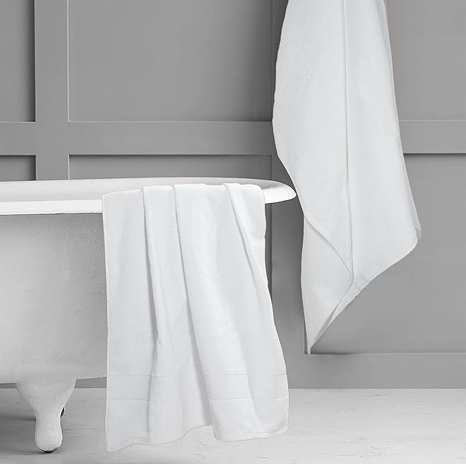 Belizzi Home Premium Cotton Oversized 2 Pack Bath Sheet 35x70-100% Pure Cotton - Ideal for Everyday use - Ultra Soft & Highly Absorbent - Machine Washable - White