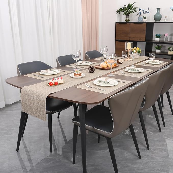 Myir JUN Placemats Set of 10, Vinyl Woven Placemats Place Mats Indoor Set of 10 Washable Table Mats Non-Slip Place mats for Dining Table (Beige)
