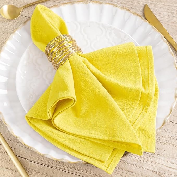 MLMW Yellow Cloth Napkins Set of 8 Spring Easter Napkins Cloth Bulk Washable Cotton Dinner Napkins 16"×16" for Wedding Party Baby Bridal Shower Birthday Table Decor