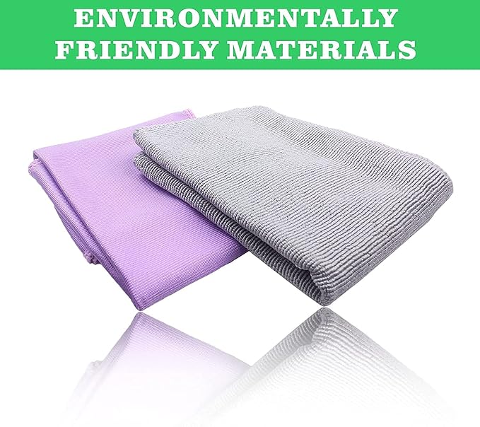 Longmann NΘrwex Basic Package Window Cleaning Cloth and EnviroCloth Glass Cloth, Cleaning Cloth, Streaks Schatches Free, Just Add Water (Purple 1 Pack, Grey 1 Pack)