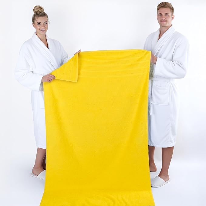 American Soft Linen 35x70 Jumbo Large Bath Towel, 600 GSM 100% Cotton Turkish Bath Sheet, Oversized Luxury Bath Towel for Bathroom Beach and Pool, Yellow