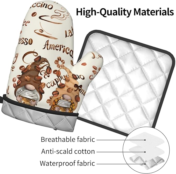 Funny Pink Cute Cats Oven Mitts and Pot Holders Heat Resistant Oven Mitts Safe for Baking Cooking BBQ