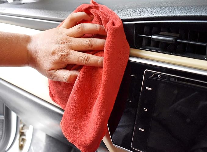 DAN RIVER Shop Towels, 50 Pack Commercial Use Red Terry Cloth Rags for Cleaning Cars & Household Surfaces – Well Absorbent, Reusable Cleaning Rags & Wash Clothes – Washable Towels