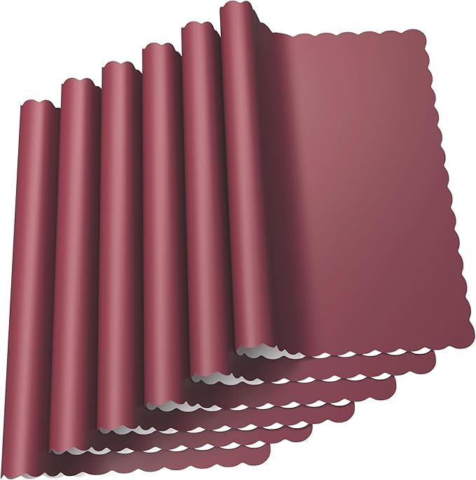 Paper Placemats - Disposable - Scalloped Edge (50, Burgundy)