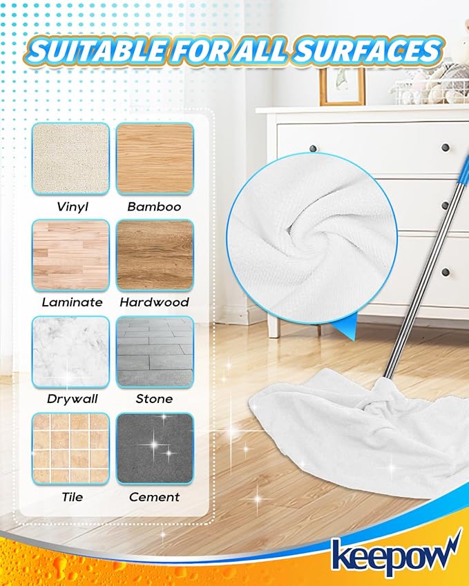 KEEPOW 8PCS Extra Large Microfiber Cleaning Cloth 30" x 20" Washable Reusable Microfiber Towel Streak Free Lint Free Cloth for Cleaning Home Glass Office Kitchen Car Window Bathrooms (White & Black)