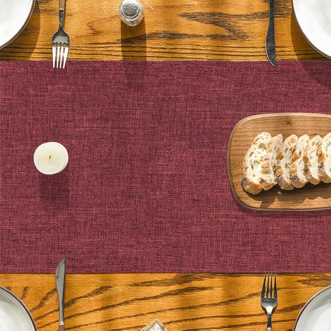 Artoid Mode Dark Red Table Runner, Seasonal Christmas Valentine's Washable Kitchen Dining Table Decoration for Home Party Decor 13x108 Inch