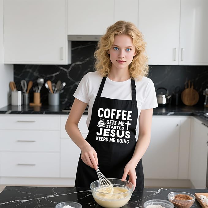 Funny Aprons for Women with 2 Pockets, Adjustable Water Resistant Cooking Apron Gifts for Christmas Mother's Day