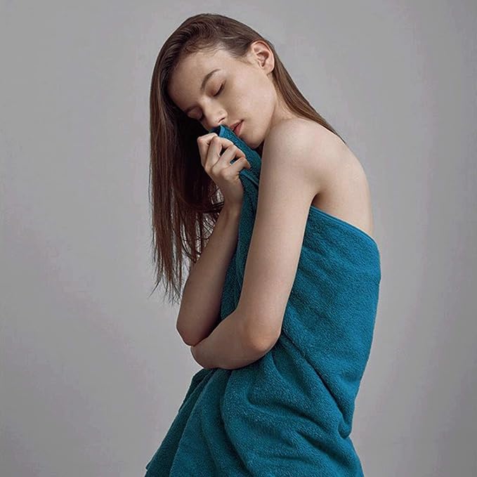 Luxury Bathroom Super Soft and Highly Absorbent Premium 100% Cotton Bath Towel Set for Gifts (Blue-A)