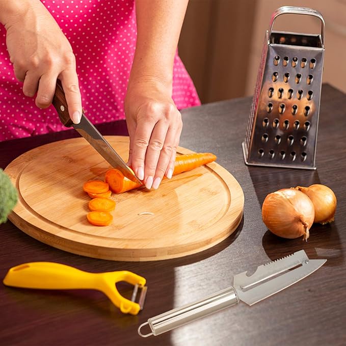 BESTonZON Stainless Steel Multifunction Peeler 8.46In with Fish Scale Scraper Bottle Opener and Comfortable Handle Kitchen Gadget for Fruit Vegetable Prep