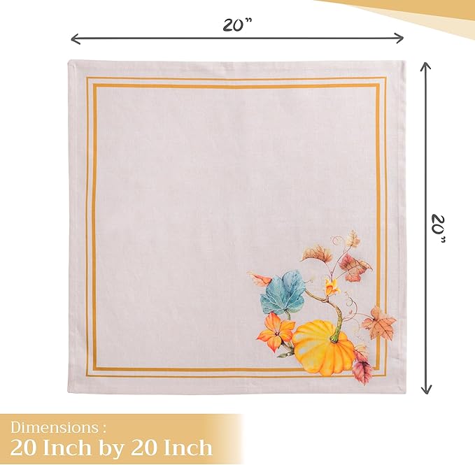 Maison d' Hermine Cloth Napkins Set of 4 100% Cotton for Thanksgiving Christmas Decorations Everyday Reusable Square Fall Napkins Cloth Washable Dinner Party (Potiron, 20"x20")
