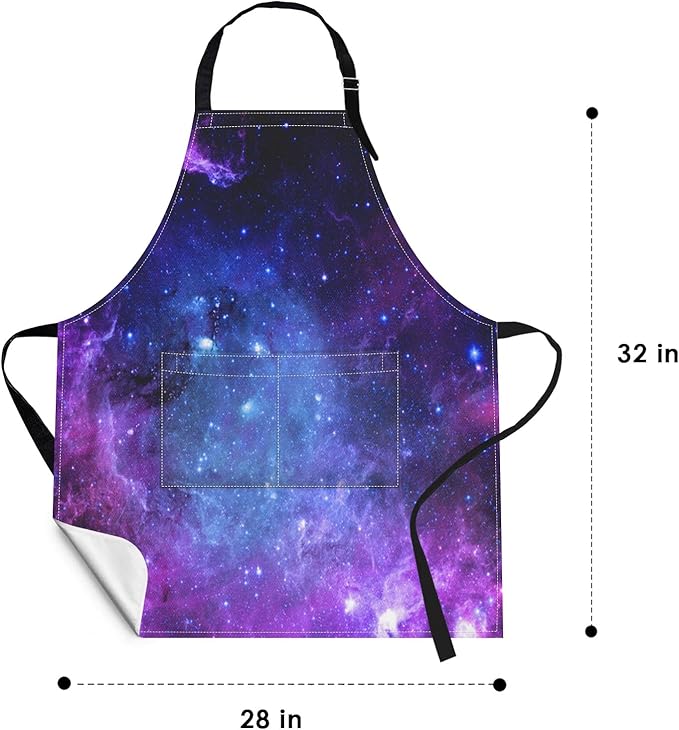 Britimes Space Purple Universe Planet Apron Home Kitchen Cooking Baking Gardening for Women Men with Pockets 32x28 inch