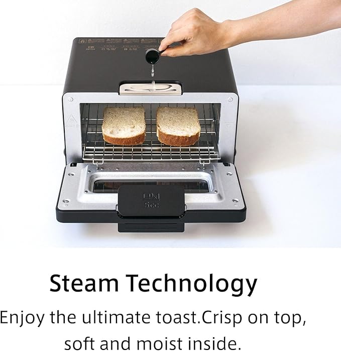 BALMUDA The Toaster | Steam Oven Toaster | Compact Size 14.1" W x 12.6" D x 8.2" H | 5 Cooking Modes: Sandwich Bread, Artisan Bread, Pizza & Pastry, Oven | Baking Pan Included | US Version | White